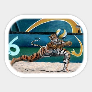 Cat Warrior Volleyball Sports Fantasy Sticker